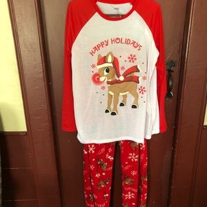 Mens Rudolph Red Nose Reindeer pajamas.